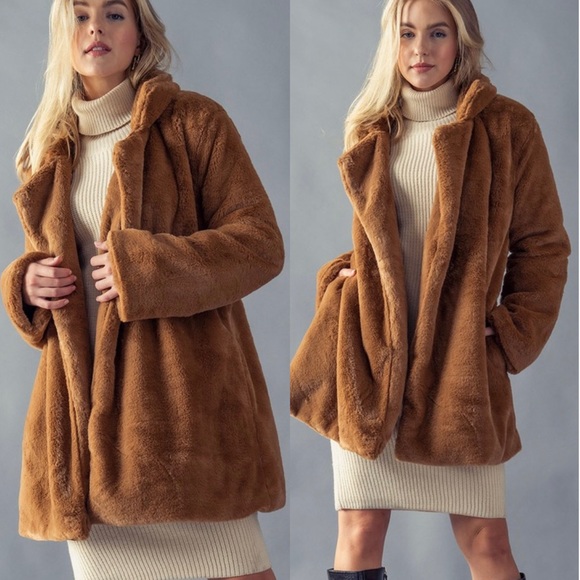 Jackets & Blazers - 🆕Faux fur open oversized parka coat